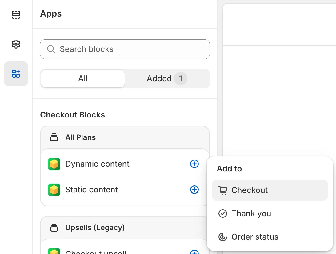 Adding dynamic content block to checkout editor