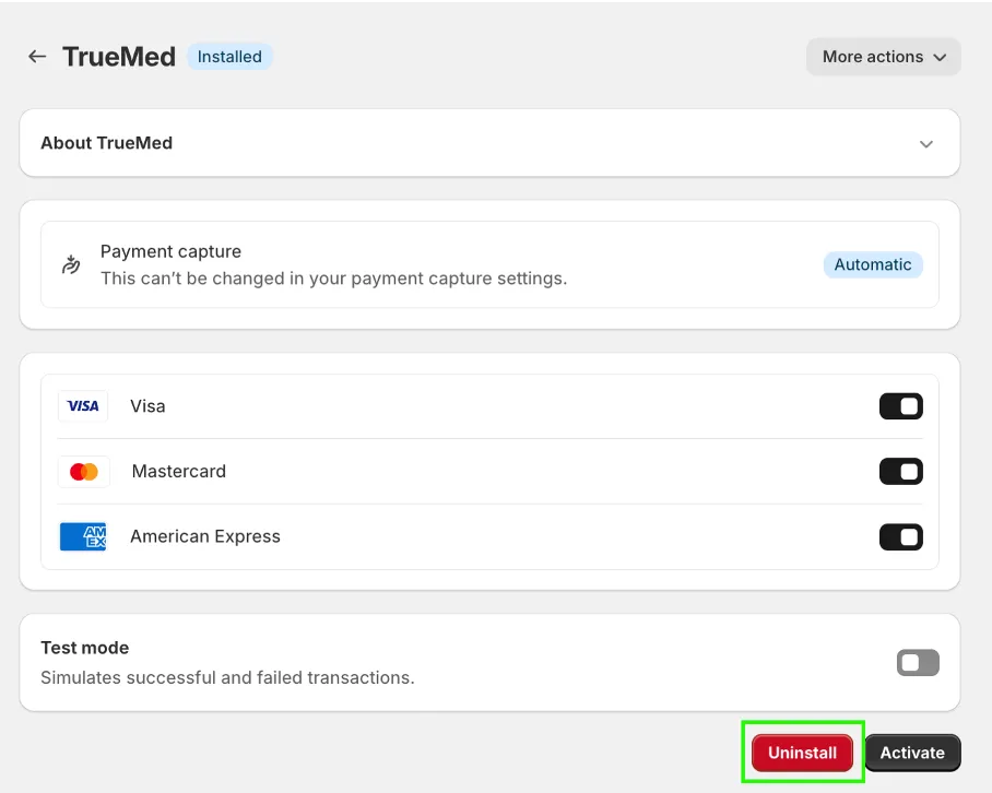 Uninstalling the Truemed Payments App