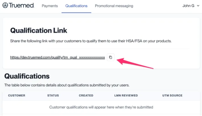 Order confirmation email with qualification link