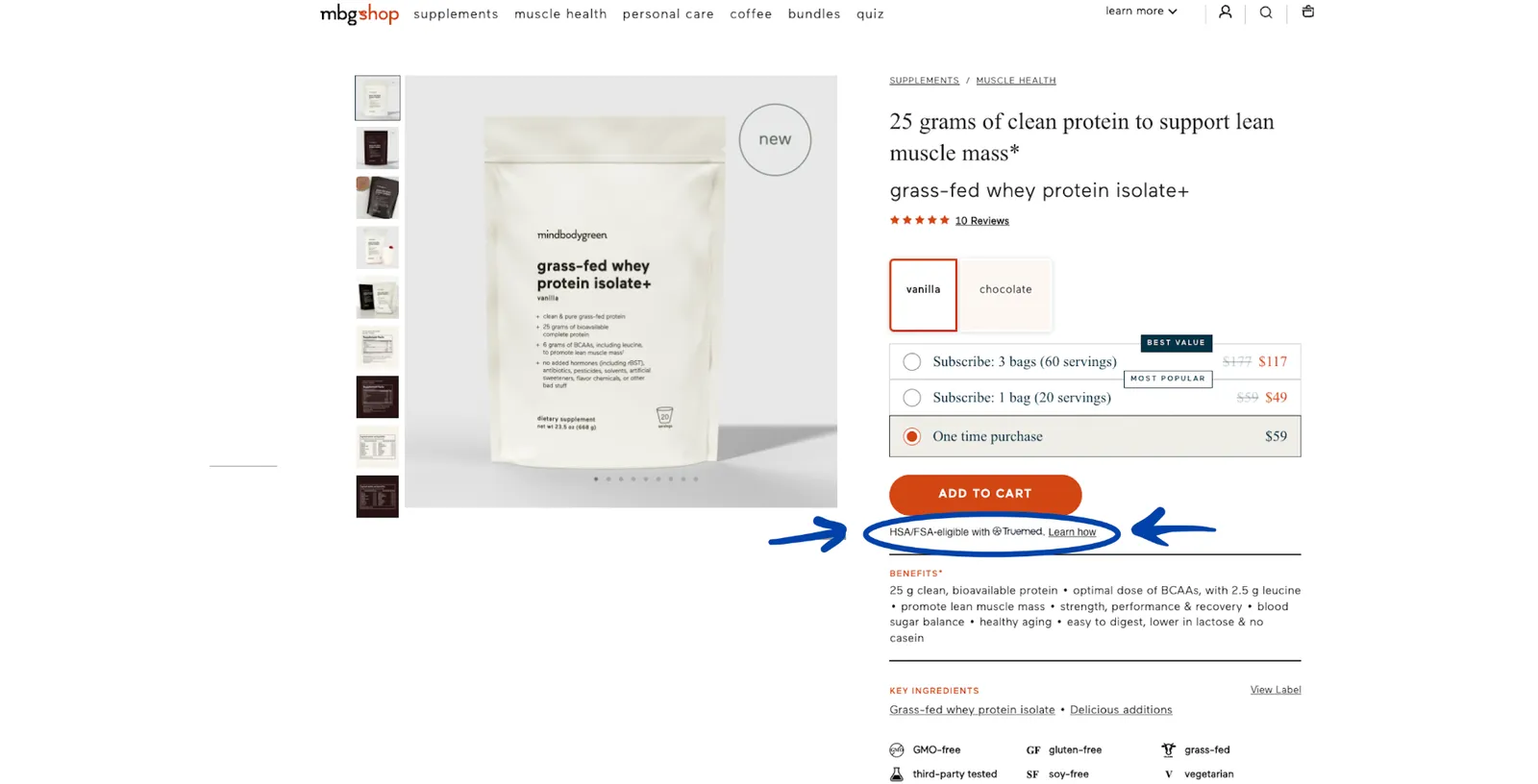 Reimbursement widget on product page