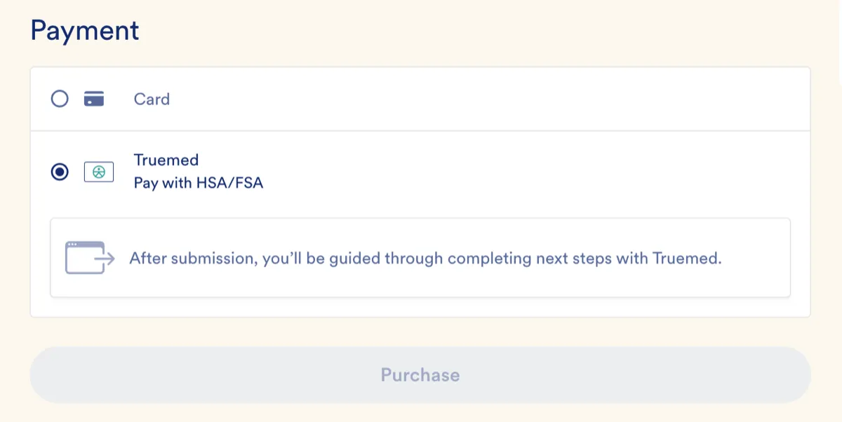 Truemed shown as a payment option at checkout