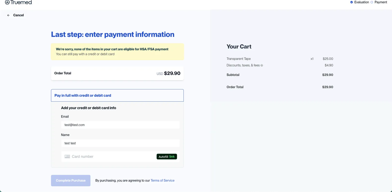 Fully ineligible cart checkout
