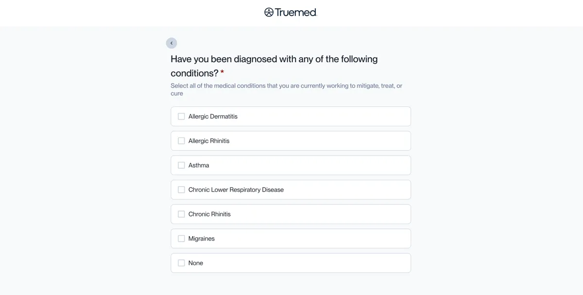 Truemed clinical intake form