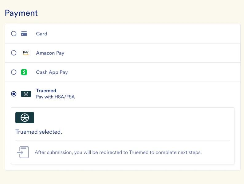Stripe Payment Element with Truemed
