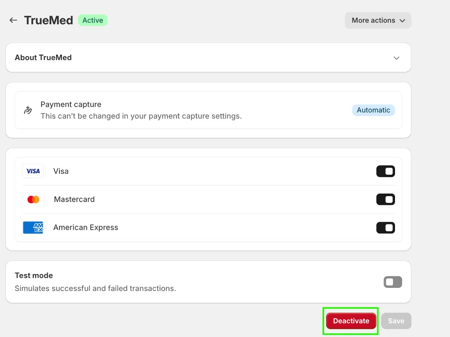 Deactivating the Truemed Payments App