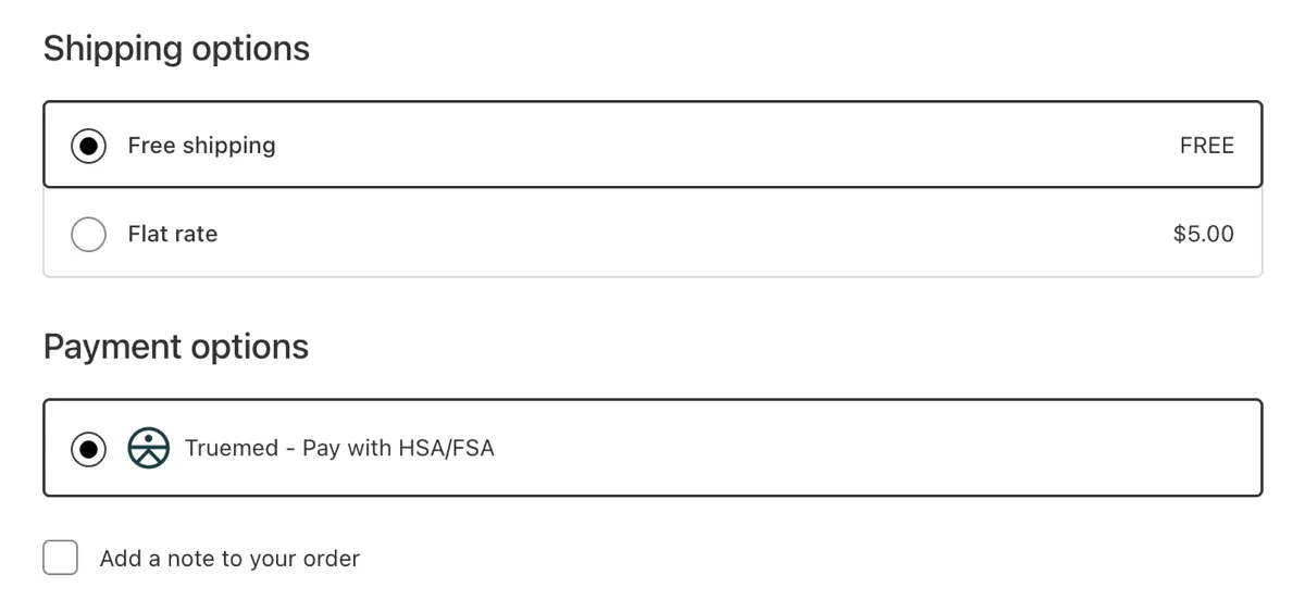 Example WooCommerce checkout screen with Truemed enabled