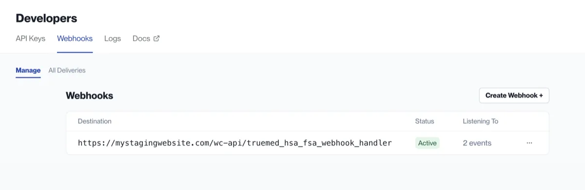 Truemed webhook configuration complete