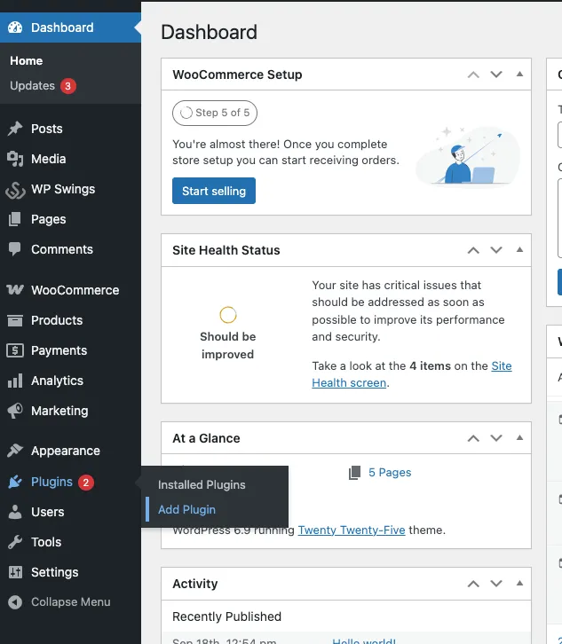 Add plugin page