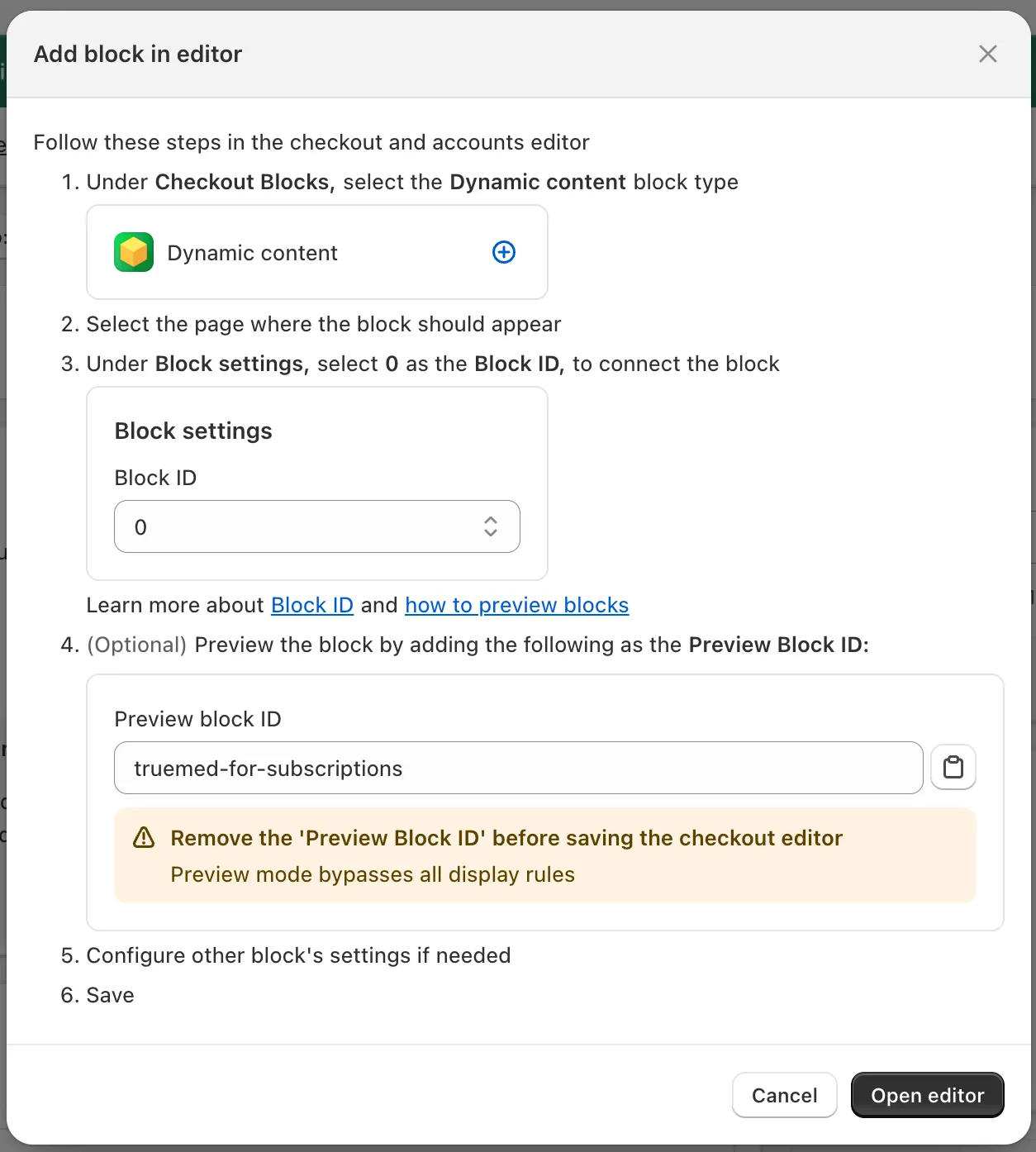 Checkout Blocks dynamic content option