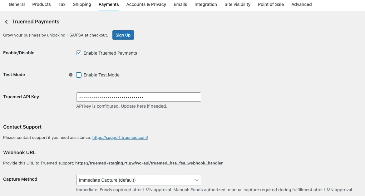 Enable Truemed toggle